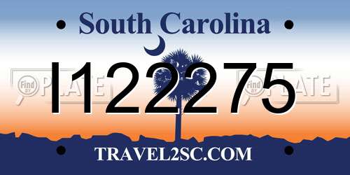 I122275 South Carolina License Plate
