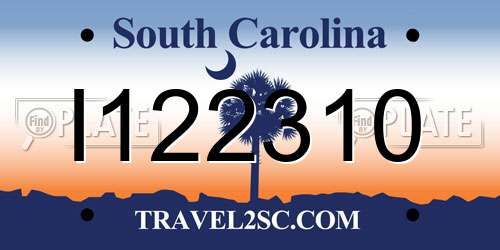 I122310 South Carolina License Plate