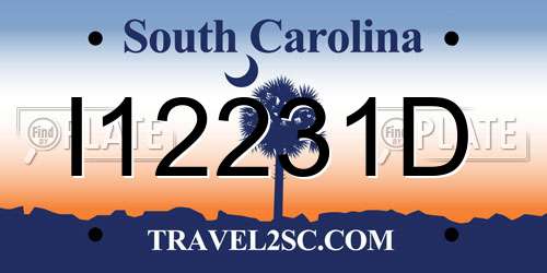 I12231D South Carolina License Plate