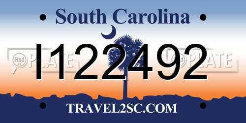 I122492 South Carolina License Plate