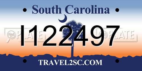 I122497 South Carolina License Plate