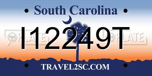 I12249T South Carolina License Plate