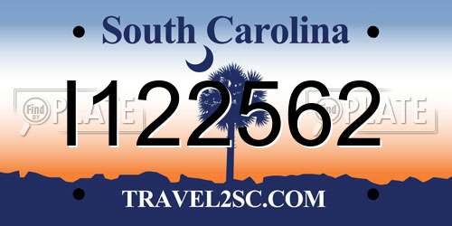 I122562 South Carolina License Plate