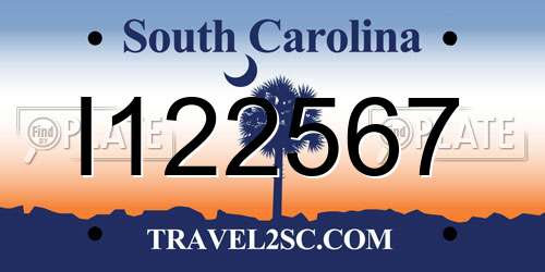 I122567 South Carolina License Plate