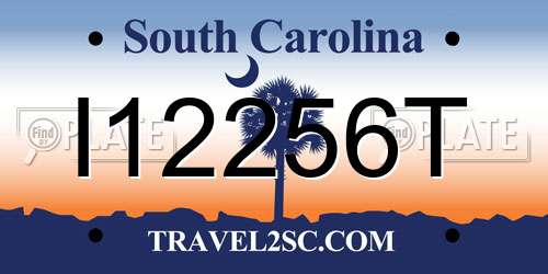 I12256T South Carolina License Plate