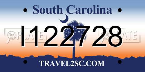 I122728 South Carolina License Plate