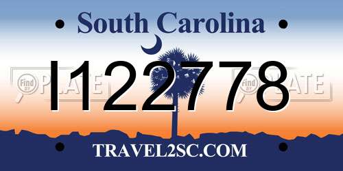 I122778 South Carolina License Plate