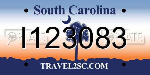 I123083 South Carolina License Plate