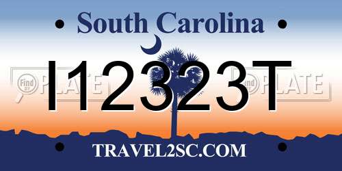 I12323T South Carolina License Plate