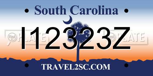 I12323Z South Carolina License Plate