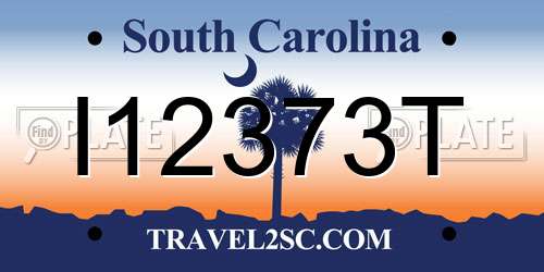 I12373T South Carolina License Plate
