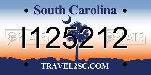 I125212 South Carolina License Plate