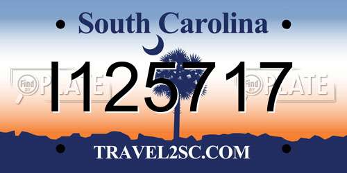 I125717 South Carolina License Plate