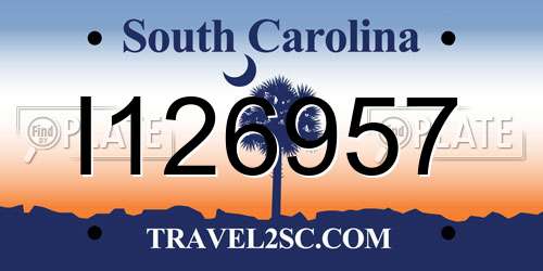 I126957 South Carolina License Plate