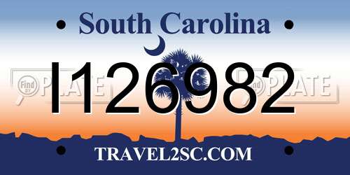 I126982 South Carolina License Plate