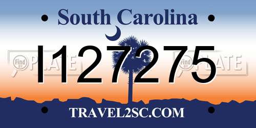 I127275 South Carolina License Plate