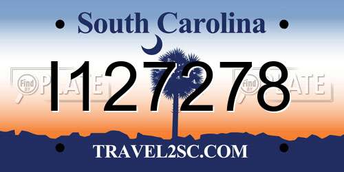 I127278 South Carolina License Plate