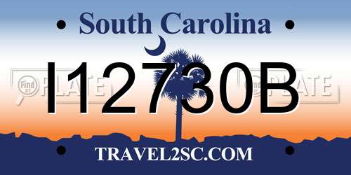 I12730B South Carolina License Plate