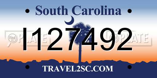 I127492 South Carolina License Plate