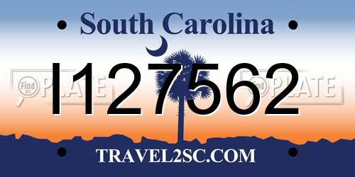 I127562 South Carolina License Plate