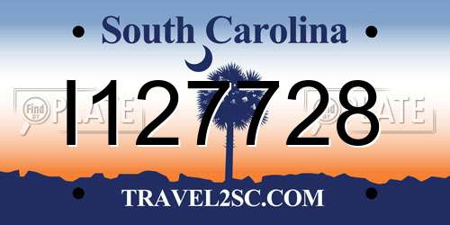 I127728 South Carolina License Plate