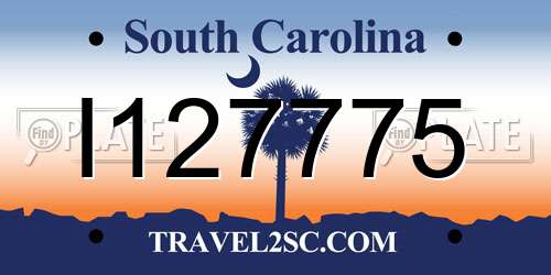 I127775 South Carolina License Plate
