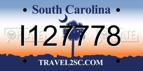 I127778 South Carolina License Plate