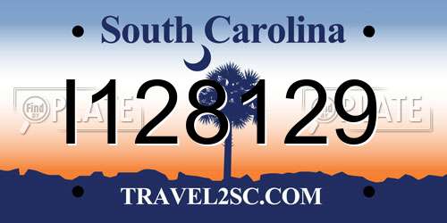 I128129 South Carolina License Plate