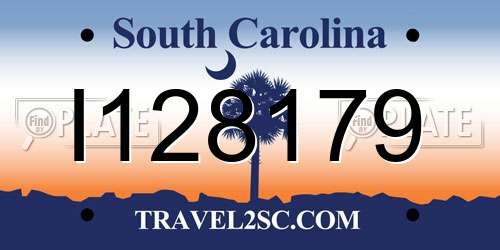 I128179 South Carolina License Plate