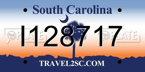 I128717 South Carolina License Plate
