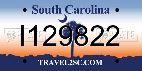 I129822 South Carolina License Plate