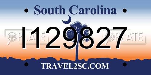 I129827 South Carolina License Plate
