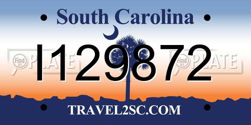 I129872 South Carolina License Plate