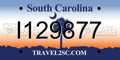 I129877 South Carolina License Plate