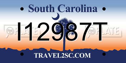 I12987T South Carolina License Plate