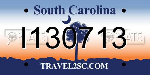 I130713 South Carolina License Plate