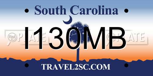I130MB South Carolina License Plate