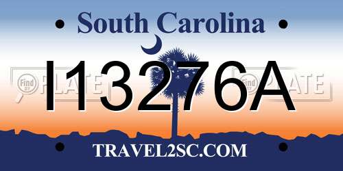 I13276A South Carolina License Plate