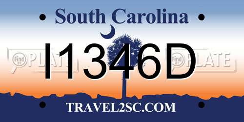 I1346D South Carolina License Plate
