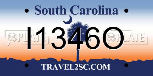 I1346O South Carolina License Plate