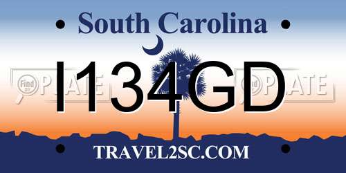 I134GD South Carolina License Plate