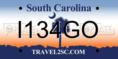 I134GO South Carolina License Plate