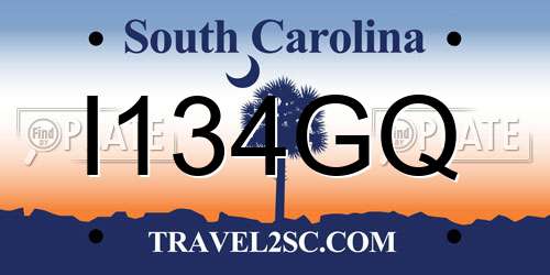 I134GQ South Carolina License Plate