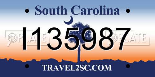 I135987 South Carolina License Plate
