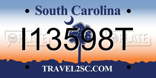 I13598T South Carolina License Plate