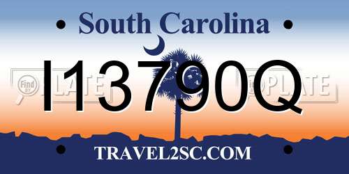 I13790Q South Carolina License Plate