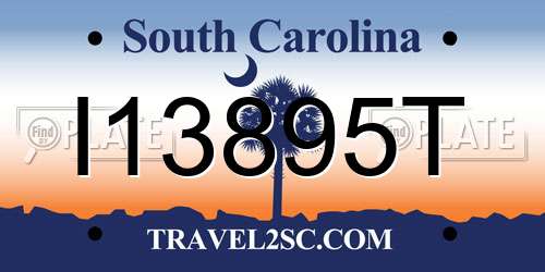 I13895T South Carolina License Plate