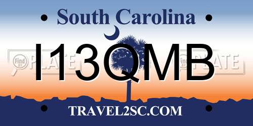 I13QMB South Carolina License Plate