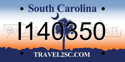 I140350 South Carolina License Plate