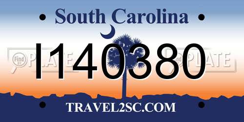 I140380 South Carolina License Plate
